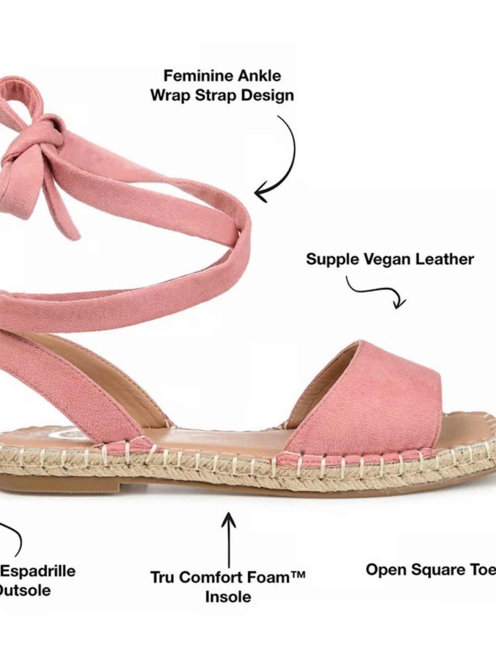 Journee Collection Pink Ankle-Wrap Espadrille Sandals